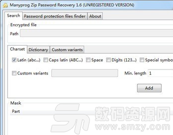 Manyprog Zip Password recover安装
