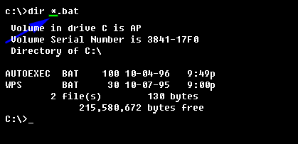 命令：dir *.bat