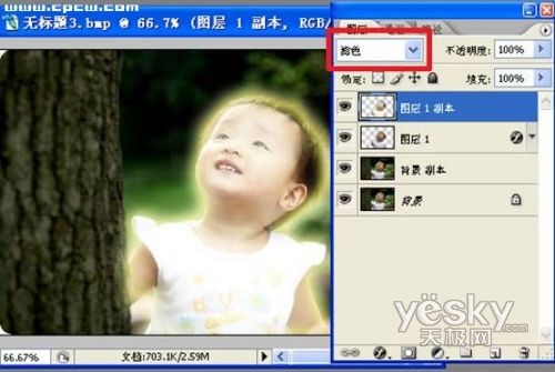 Photoshop照片特效处理：发光的天使宝贝_天极设计在线整理转载