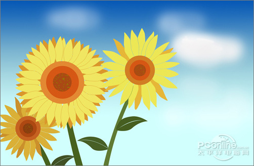 Photoshop鼠绘教程：蓝天白云下的向日葵