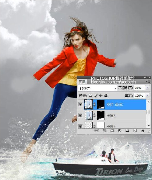 Photoshop合成教程：美女海上踏浪效果