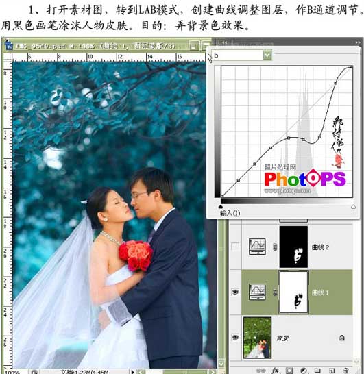 Photoshop調出婚片的穩重深藍色