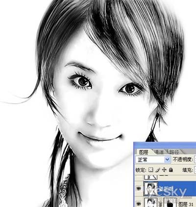 Photoshop照片處理教程 把美女照片轉為素描效果