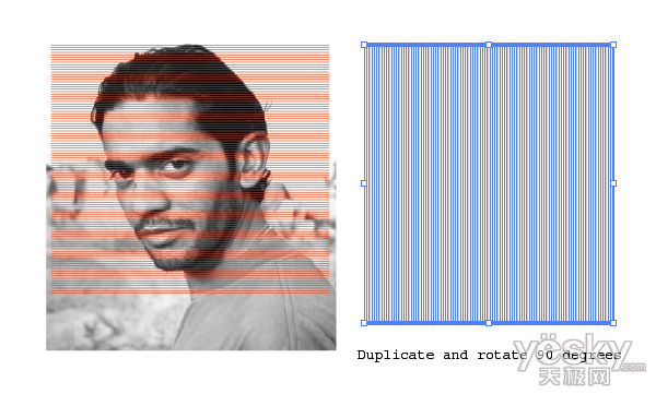 Illustrator将人像照片处理为交叉线特效_天极设计在线整理