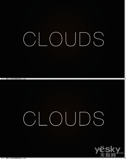 Photoshop文字特效教程 用路径快速绘制云彩文字效果