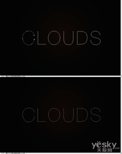 Photoshop文字特效教程 用路径快速绘制云彩文字效果