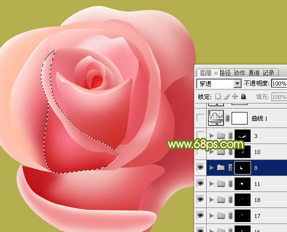 Photoshop实例教程 绘制漂亮的粉色玫瑰花 图35