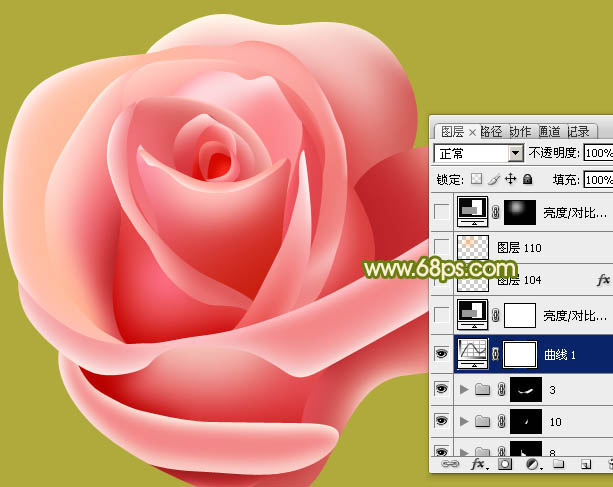 Photoshop实例教程 绘制漂亮的粉色玫瑰花 图39
