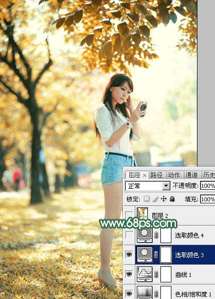 Photoshop照片调色教程 打造橙红秋季色外景美女照片 图18