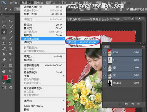 Photoshop扣图教程 利用通道为美女婚纱照片更换背景 图8