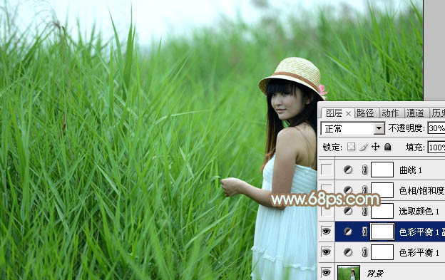 Photoshop照片调色教程 打造淡褐色韩系外景美女照片 图3