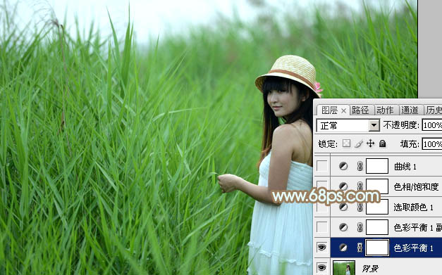 Photoshop照片调色教程 打造淡褐色韩系外景美女照片 图2