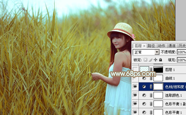Photoshop照片调色教程 打造淡褐色韩系外景美女照片 图12
