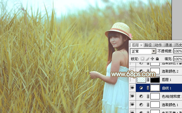 Photoshop照片调色教程 打造淡褐色韩系外景美女照片 图15