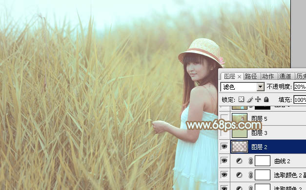 Photoshop照片调色教程 打造淡褐色韩系外景美女照片 图25