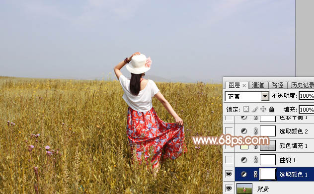 Photoshop调色教程 打造红褐色外景美女照片 图4