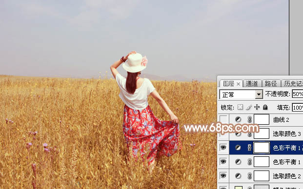 Photoshop调色教程 打造红褐色外景美女照片 图16