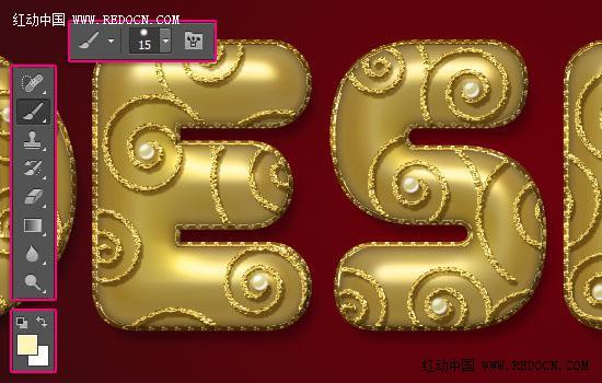 Photoshop文字特效教程 打造圣诞华丽的黄金立体字挂饰 图33