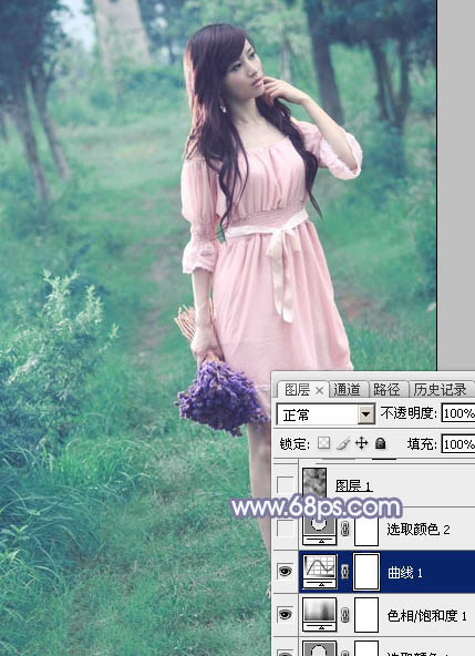 Photoshop照片后期教程 打造梦幻青蓝色外景美女照片 图8