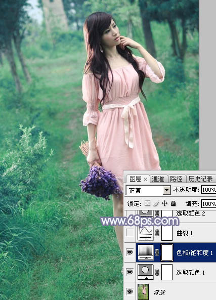 Photoshop照片后期教程 打造梦幻青蓝色外景美女照片 图6