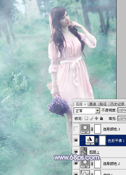 Photoshop照片后期教程 打造梦幻青蓝色外景美女照片 图15