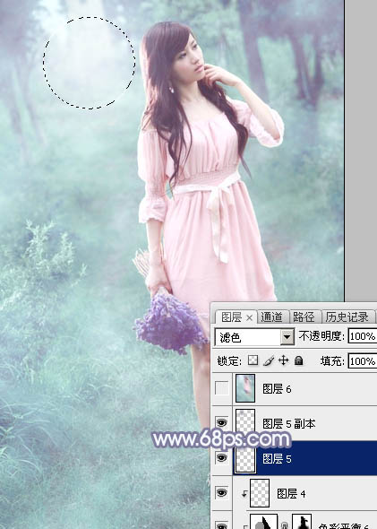 Photoshop照片后期教程 打造梦幻青蓝色外景美女照片 图35