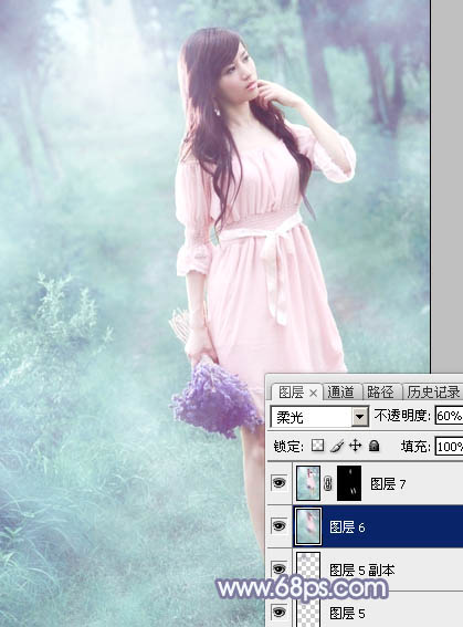 Photoshop照片后期教程 打造梦幻青蓝色外景美女照片 图36