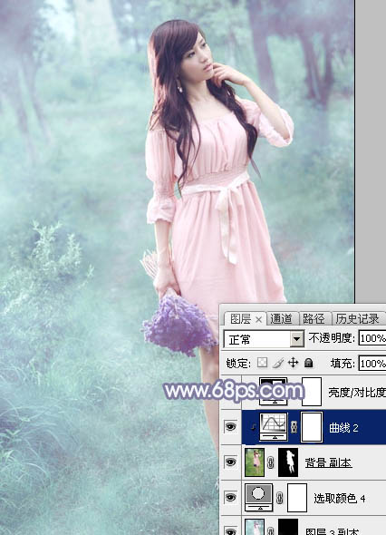 Photoshop照片后期教程 打造梦幻青蓝色外景美女照片 图31