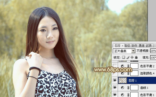 Photoshop照片後期教程 打造韓係暖褐色草地美女圖片