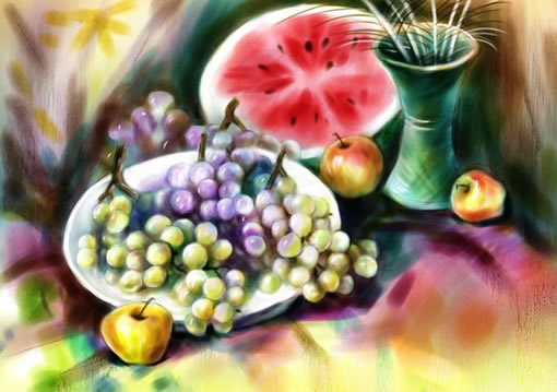 Painter教程 手绘水果静物水彩画效果