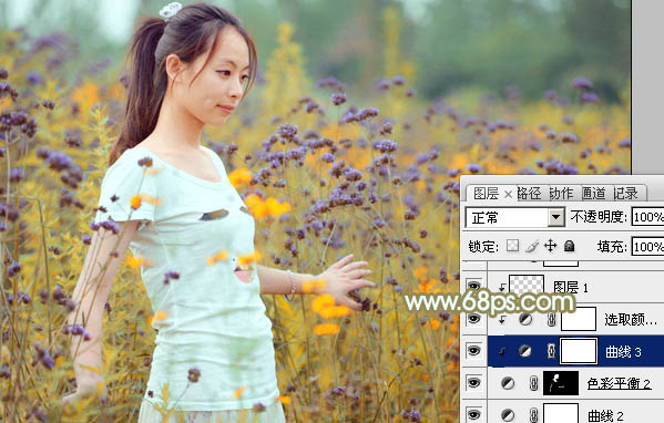 Photoshop照片后期教程 调出清新粉黄色外景美女图片 图31