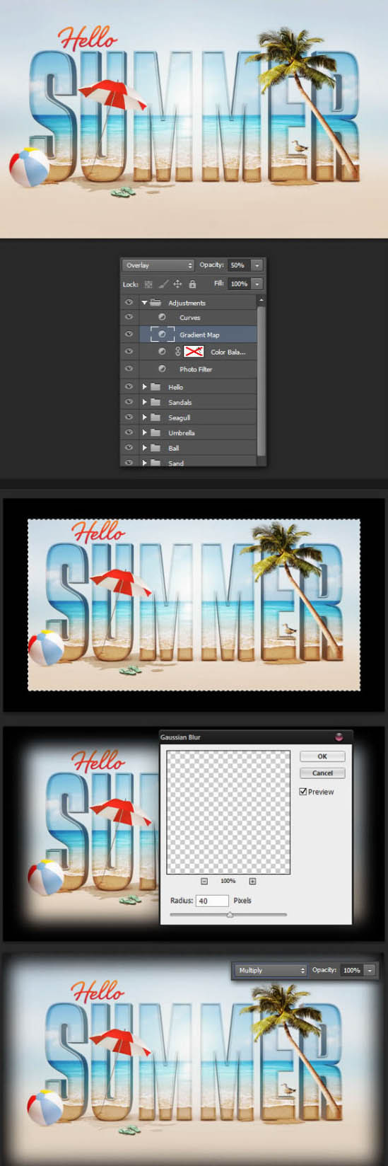 Photoshop文字特效教程 制作漂亮的夏天沙滩立体字效果 图62
