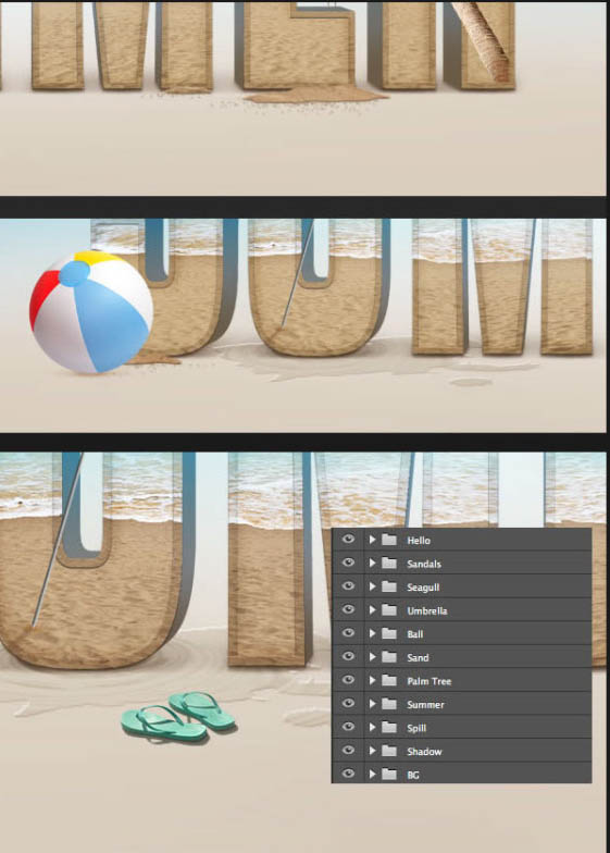 Photoshop文字特效教程 制作漂亮的夏天沙滩立体字效果 图60