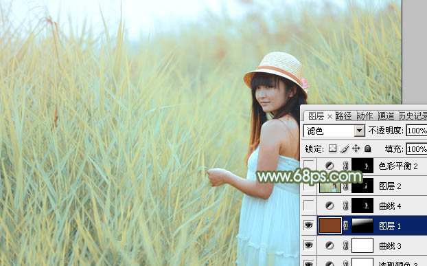 Photoshop照片调色教程 为外景美女添加柔和的青黄色效果 图23