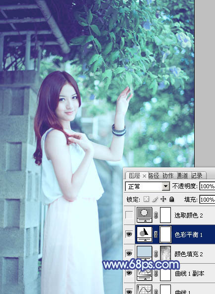 PS照片后期教程 打造冷色调青蓝色外景美女照片 图16
