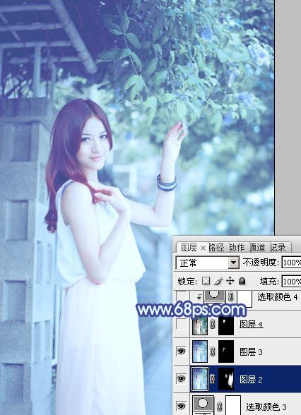 PS照片后期教程 打造冷色调青蓝色外景美女照片 图31