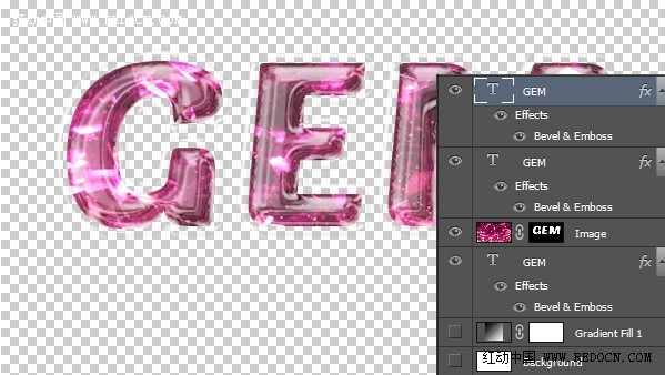 PS文字特效教程 快速制作粉色透明宝石质感立体字 图12