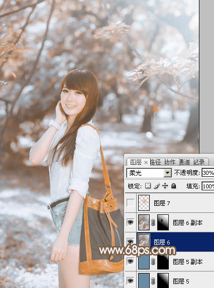 Photoshop图片后期教程 打造清新暖褐色外景女孩图片 图28