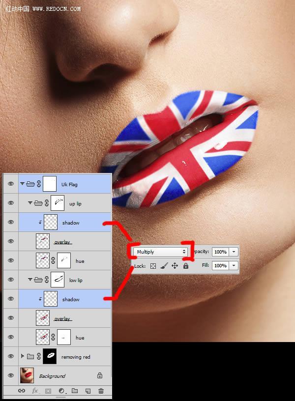 Photoshop後期處理教程 為美女嘴唇添加個性國旗彩繪效果 圖9
