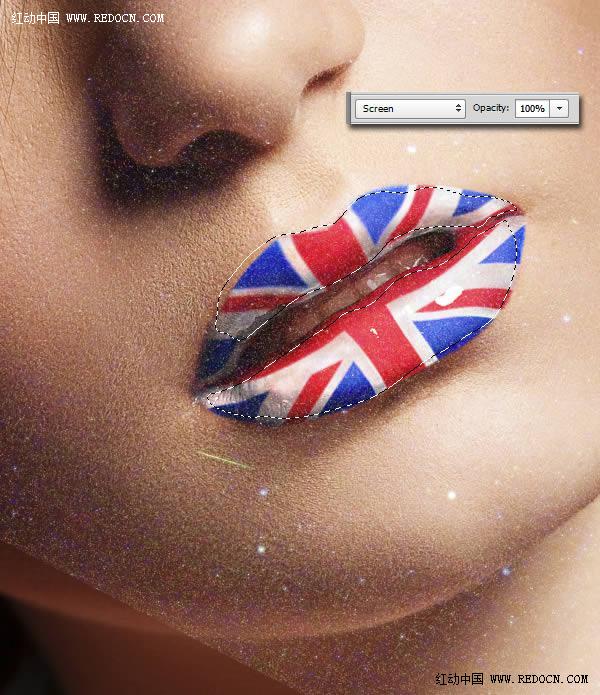 Photoshop后期处理教程 为美女嘴唇添加个性国旗彩绘效果 图18