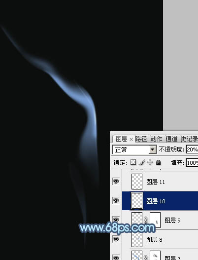 Photoshop实例教程 制作飘渺的烟雾效果 图9 src=