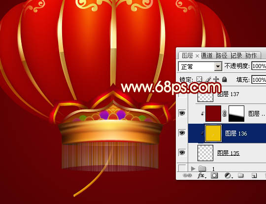 Photoshop实例教程 制作春节喜庆红灯笼 图39