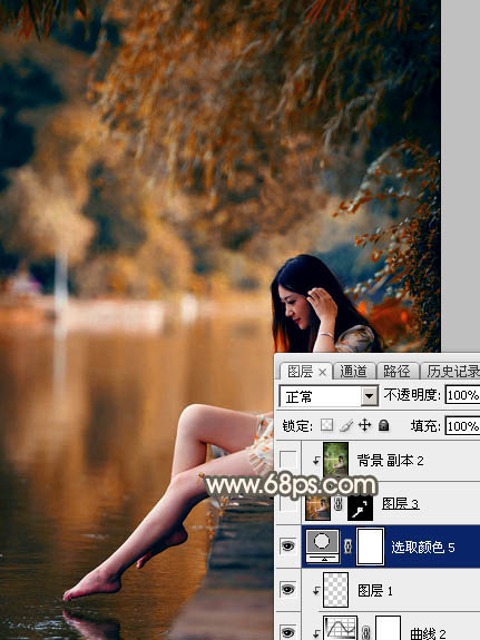 Photoshop打造暗调秋季色外景美女图片 图40