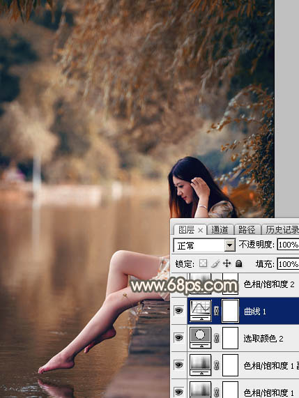 Photoshop打造暗调秋季色外景美女图片 图18