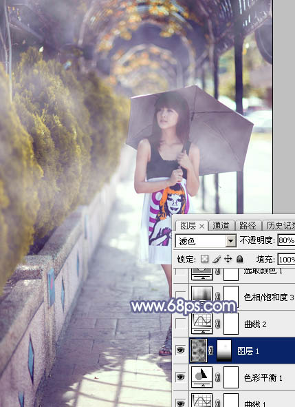 Photoshop后期调色教程 打造梦幻秋季色外景美女照片 图13