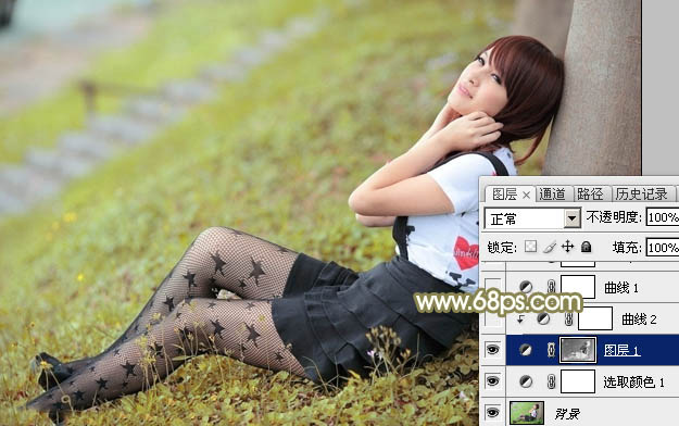 Photoshop调色教程 打造甜美暖褐色外景美女照片 图4