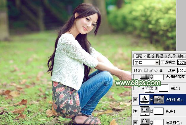 Photoshop调出春季淡绿色外景美女照片 图10