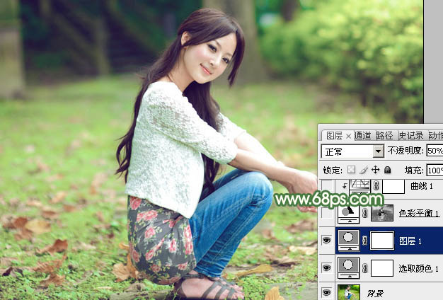 Photoshop调出春季淡绿色外景美女照片 图6