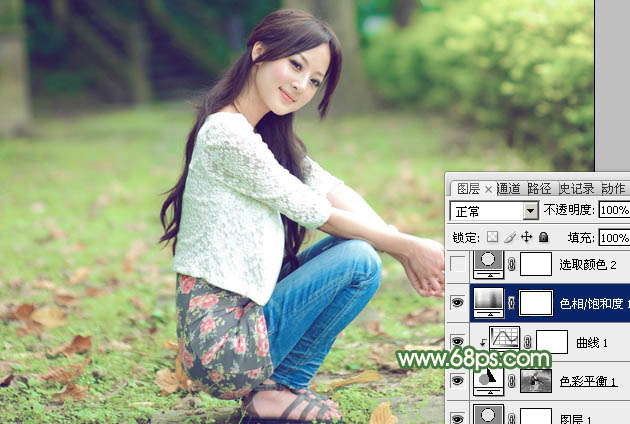 Photoshop调出春季淡绿色外景美女照片 图16