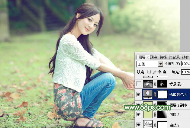 Photoshop调出春季淡绿色外景美女照片 图32